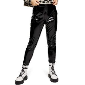 TOPSHOP Piper Faux Leather Skinny Trousers Black
